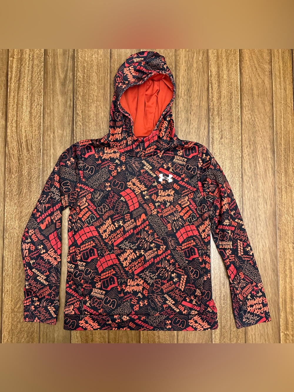 Under Armour Boys All Over Print Graffiti Logo Pullover Hoodie Size YLG A248
